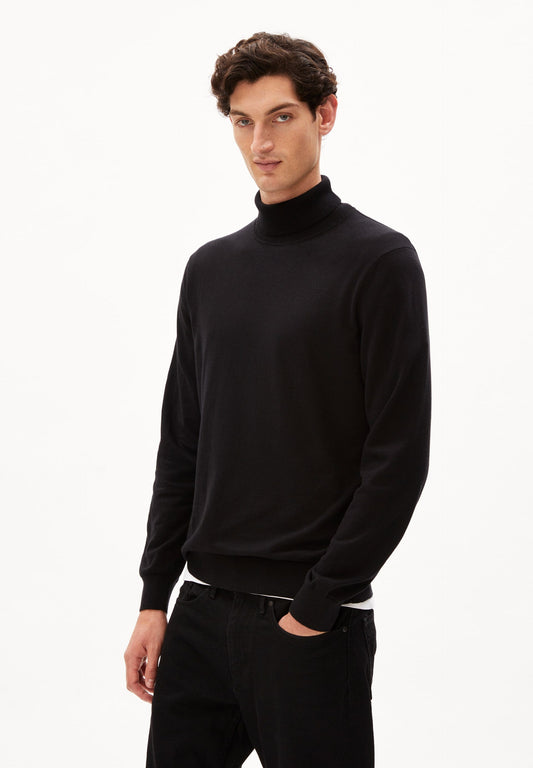Pull col roulé en coton bio | Noir "glaan black"