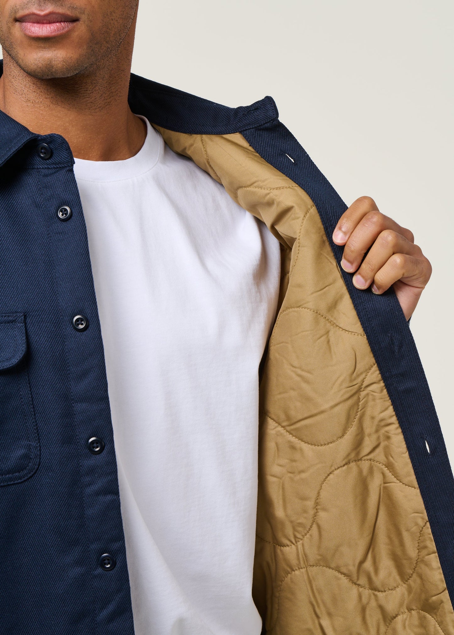 Veste en coton bio | marine "glenn padded shirt navy"