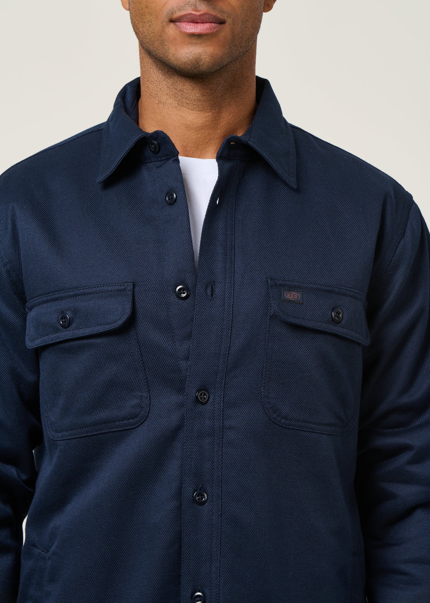 Veste en coton bio | marine "glenn padded shirt navy"