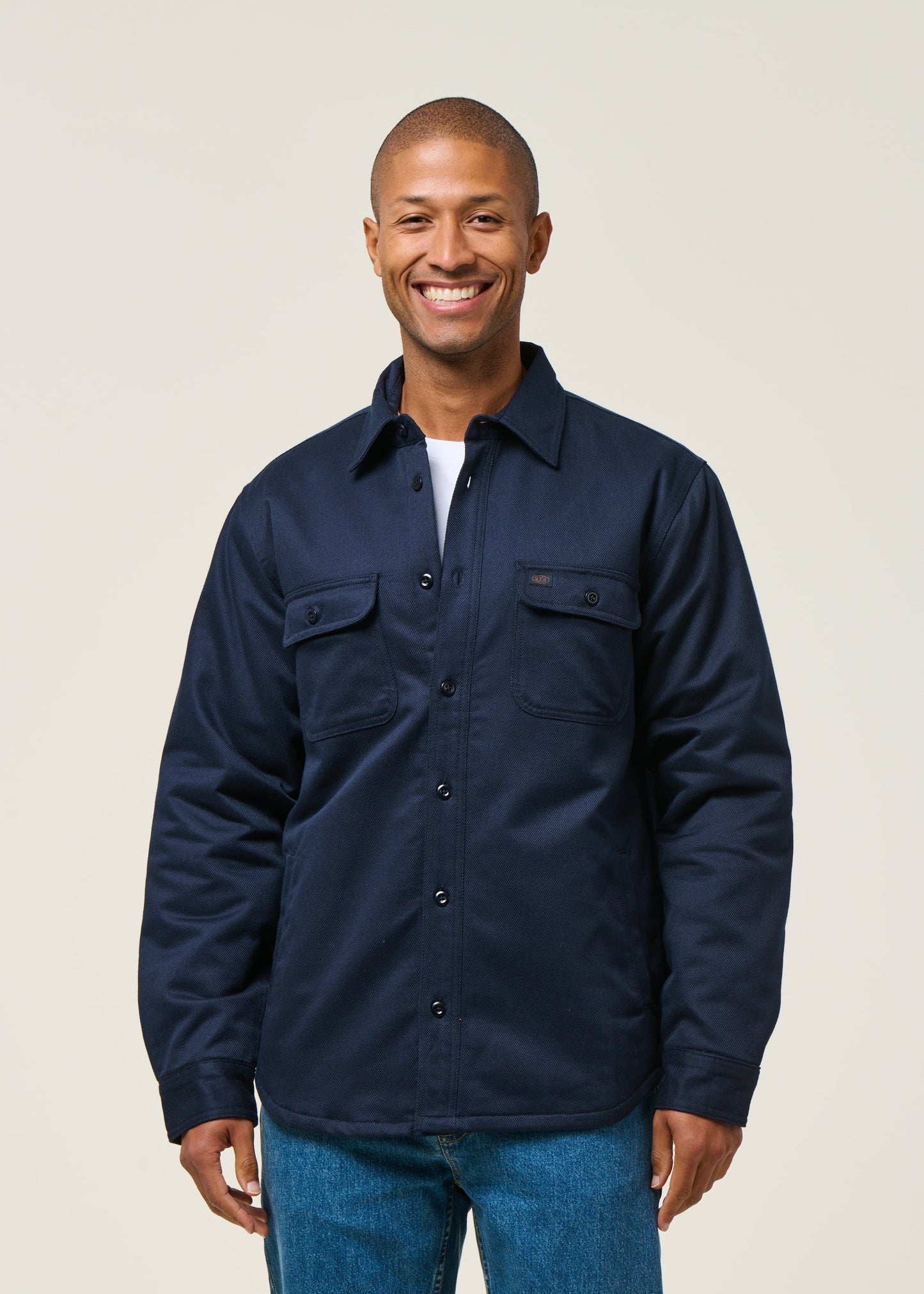 Veste en coton bio | marine "glenn padded shirt navy"