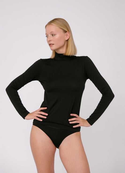 Col roulé noir en tencel - black