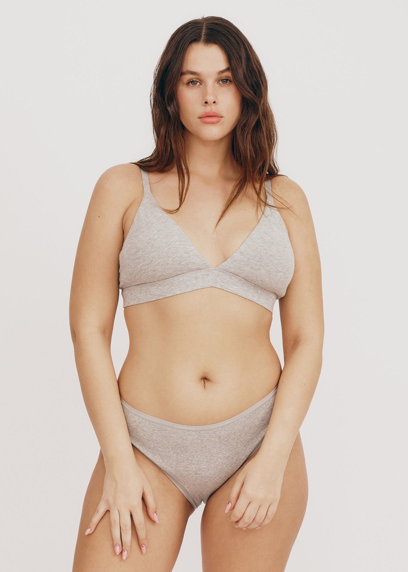 Soutien-gorge triangle en coton bio | gris "core v2 triangle bralette grey melange"