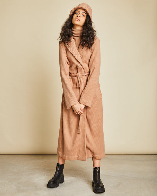 Manteau long beige en coton bio - Gramarcy
