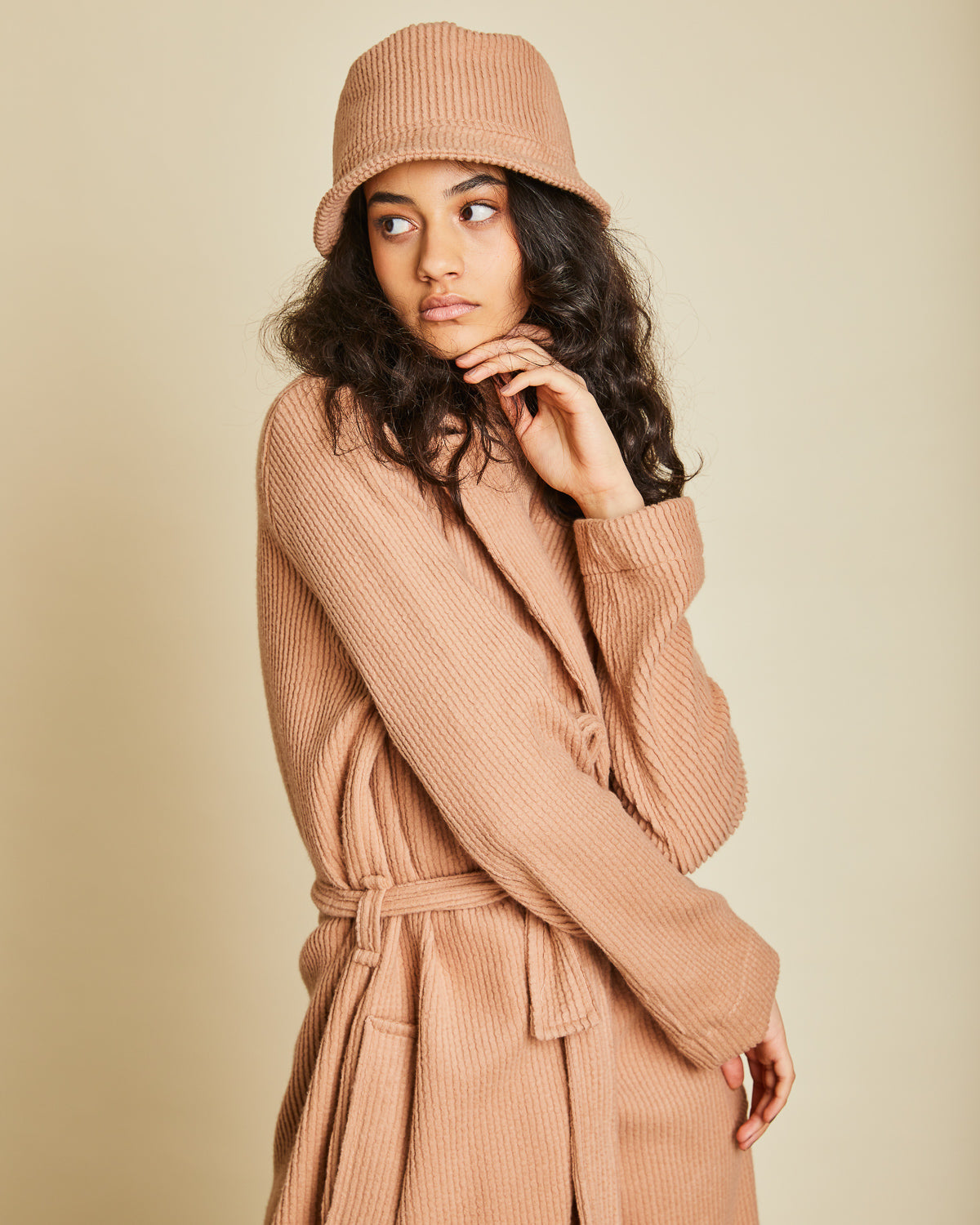 Manteau long beige en coton bio - Gramarcy