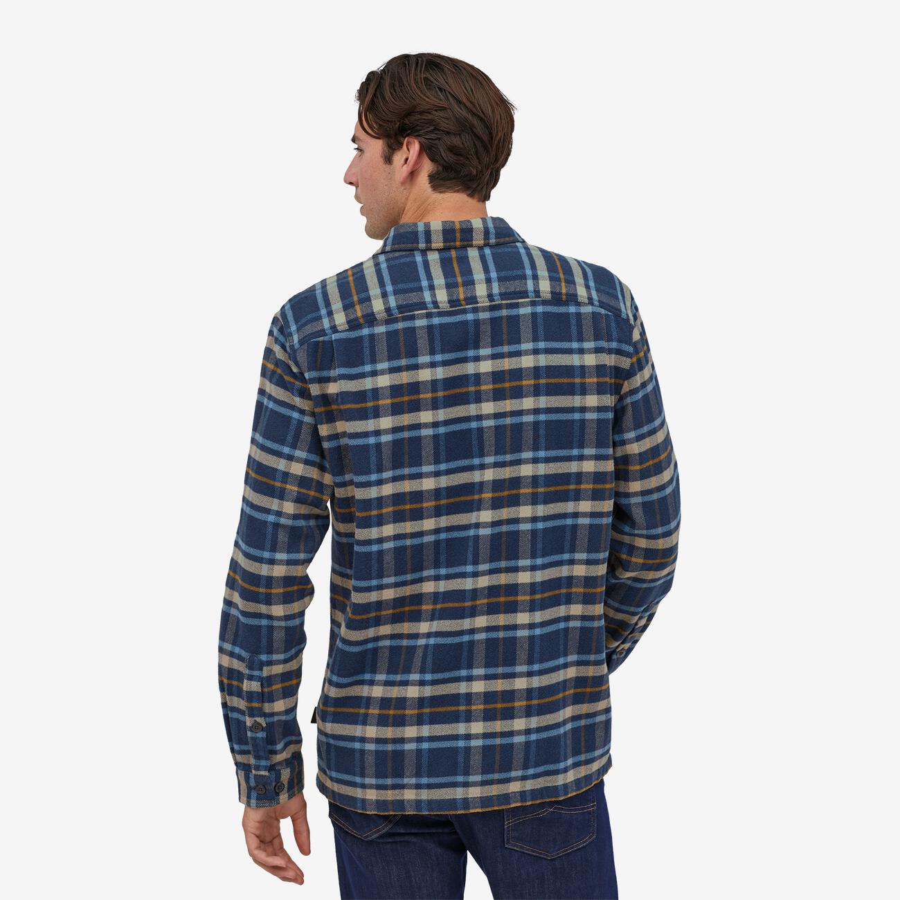 Chemise à carreaux marine flanelle en coton bio -  fjord