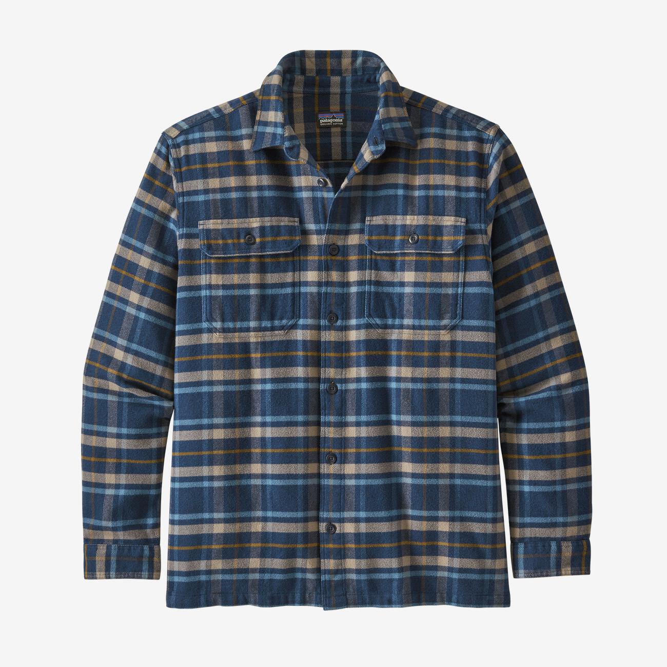 Chemise à carreaux marine flanelle en coton bio -  fjord