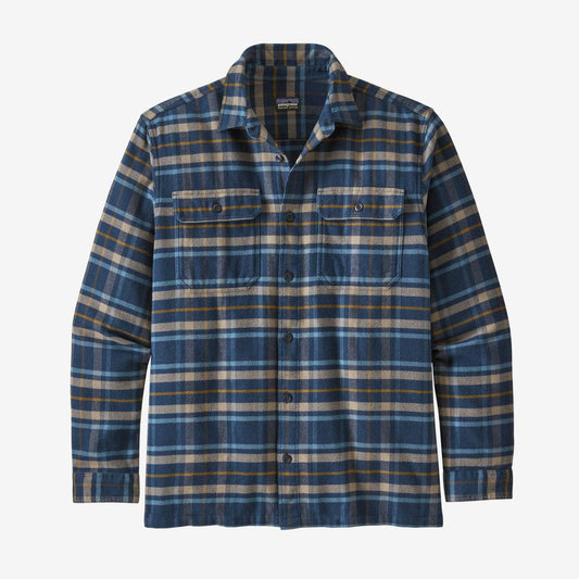 Chemise à carreaux marine flanelle en coton bio -  fjord