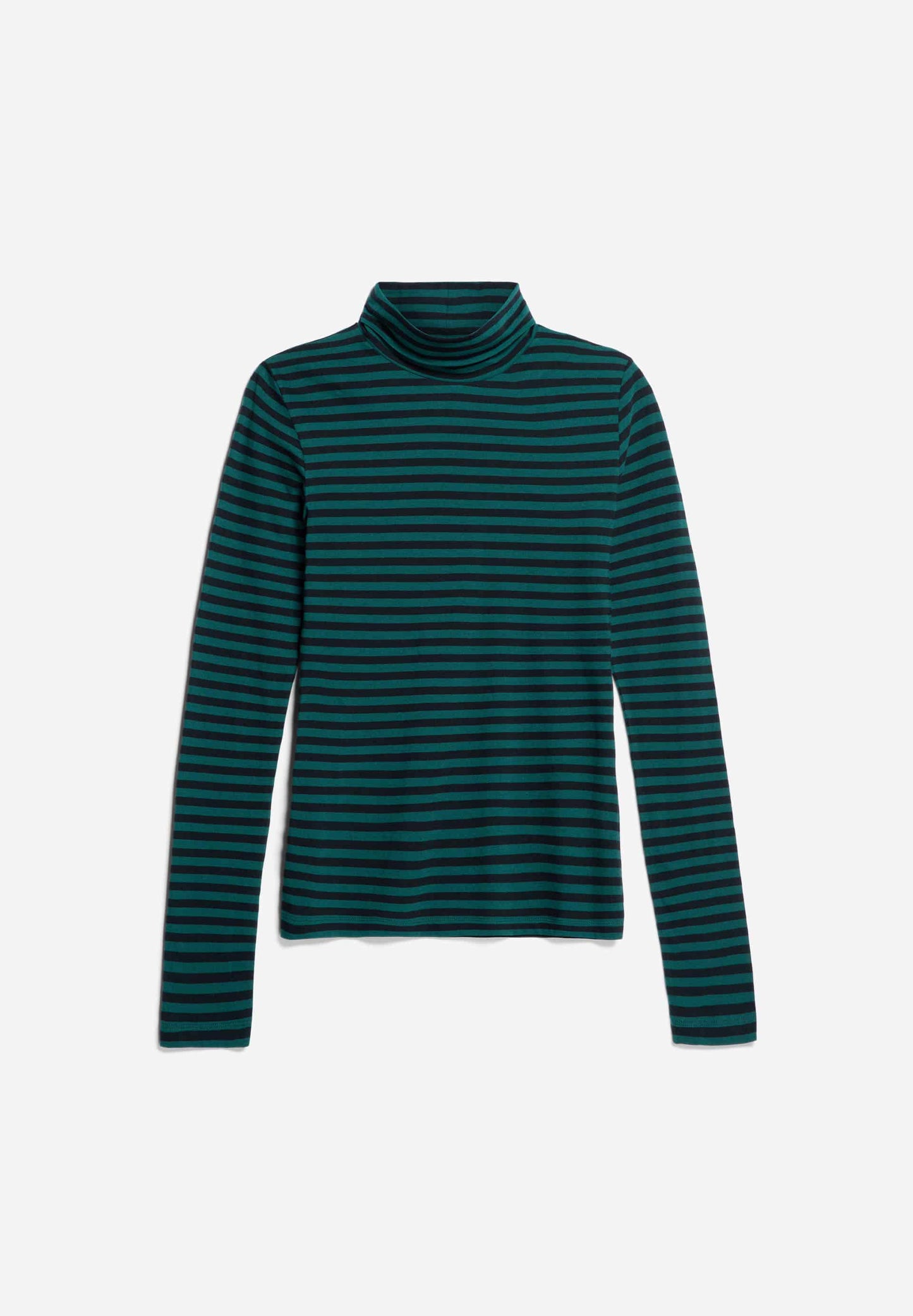 T-shirt manches longues col roulé en coton bio | vert "graziliaa stripes teal stone black"