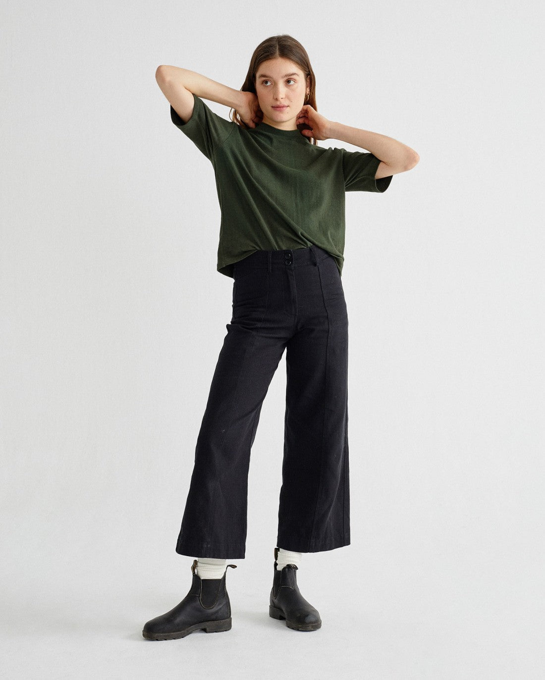 T-shirt ample vert forêt en chanvre et coton bio - Aidin