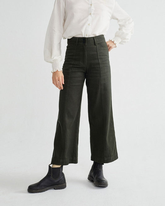 Pantalon large vert kaki en chanvre et coton bio - Kupalo