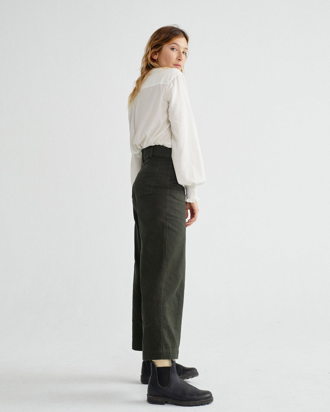 Pantalon large vert kaki en chanvre et coton bio - Kupalo