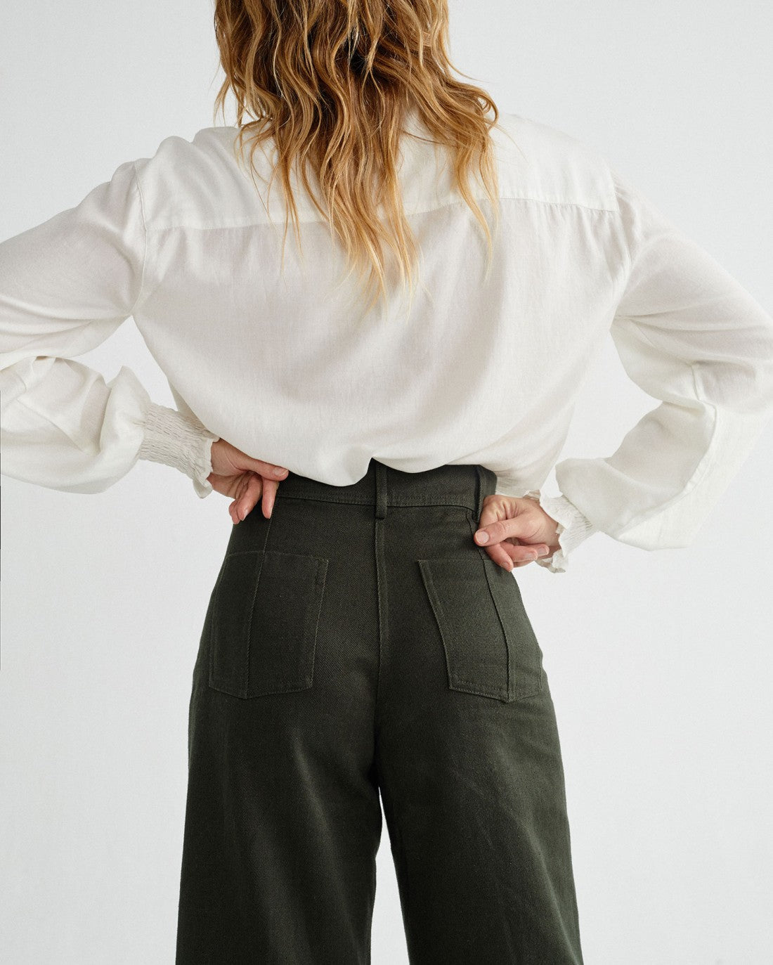 Pantalon large vert kaki en chanvre et coton bio - Kupalo