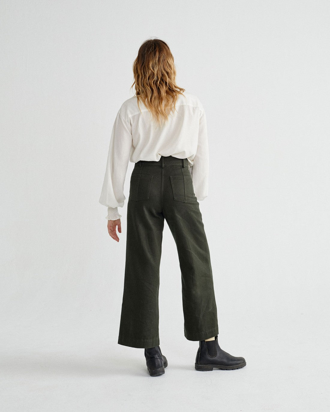 Pantalon large vert kaki en chanvre et coton bio - Kupalo