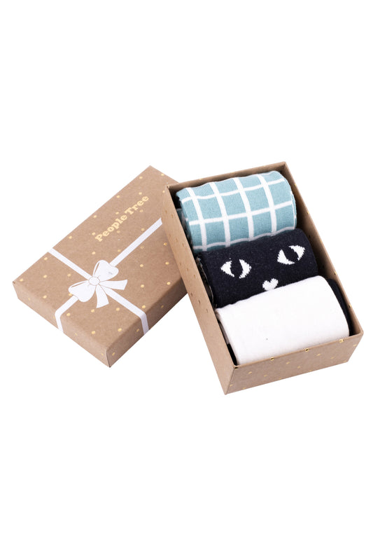Pack de trois paires de chaussettes à motifs verts en coton bio