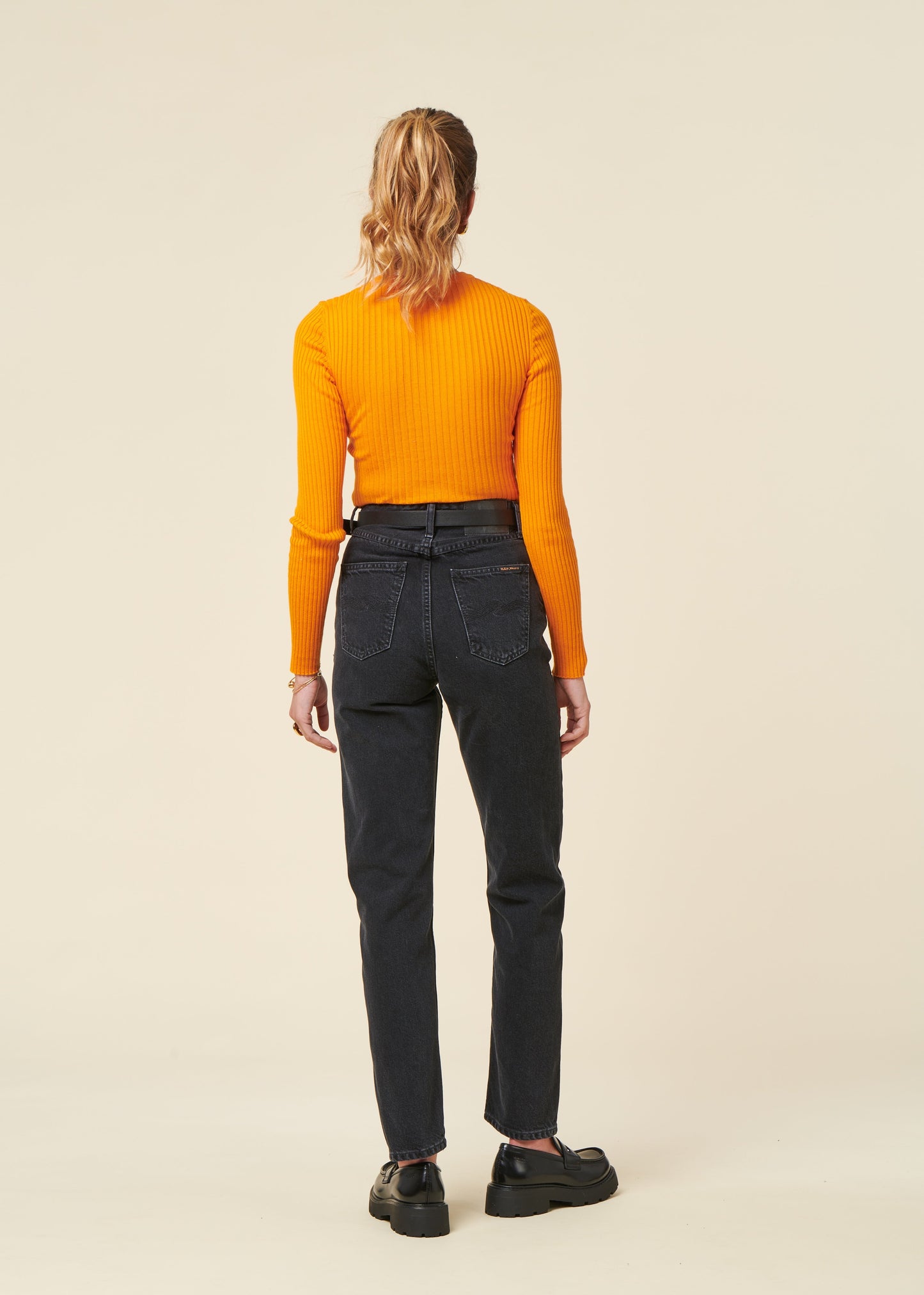 Jean droit en coton bio | noir "lofty lo black vintage"