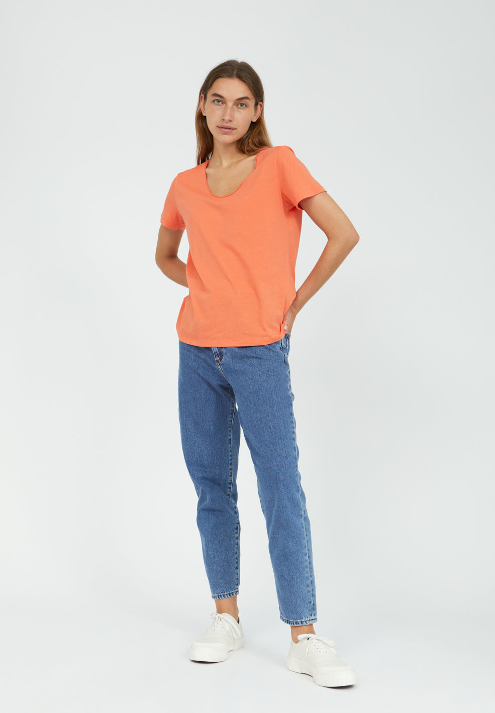 T-shirt orange en coton bio - HAADIA