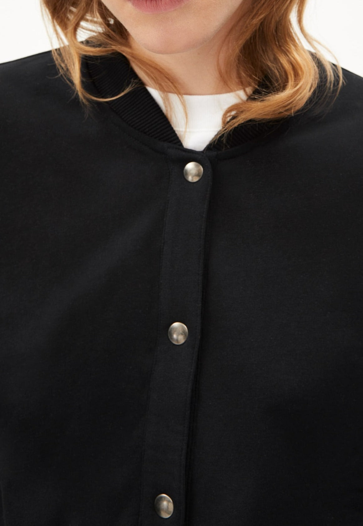 Veste style baseball noire en coton bio et recyclé - haailey circle black