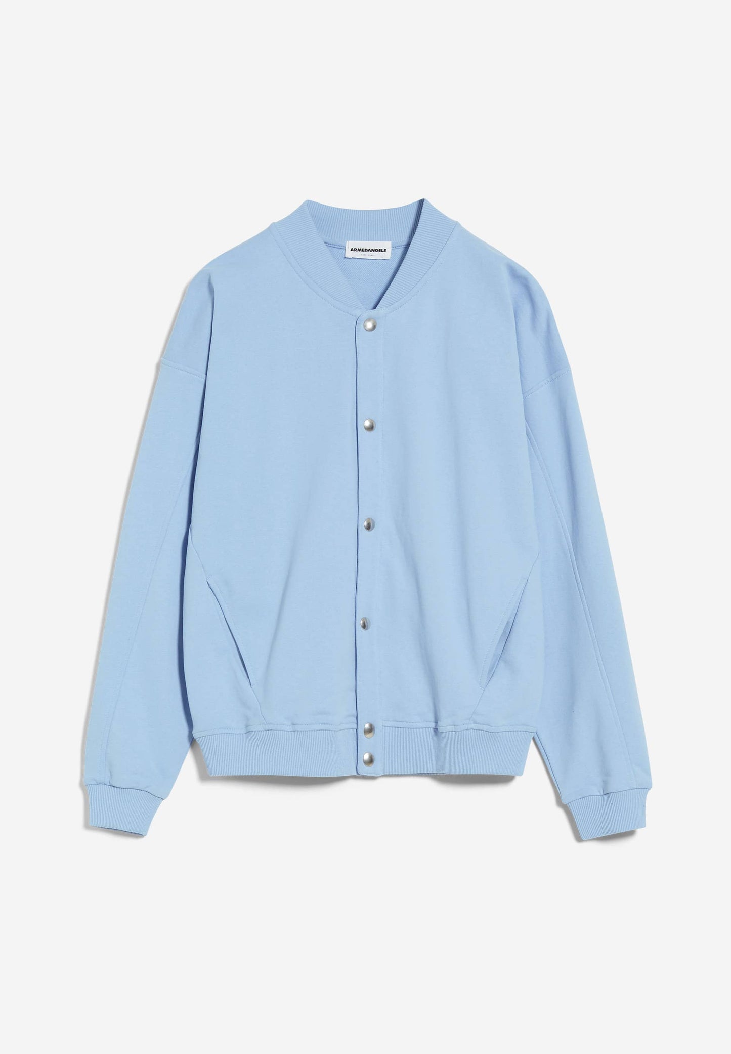 Veste baseball bleu ciel en coton bio et recyclé - haailey circle seafoam