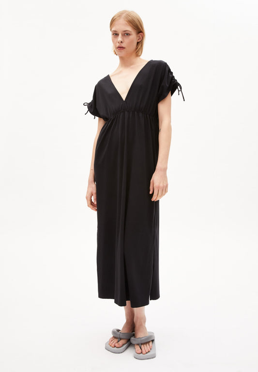 Robe longue noire en coton biologique - haarper black