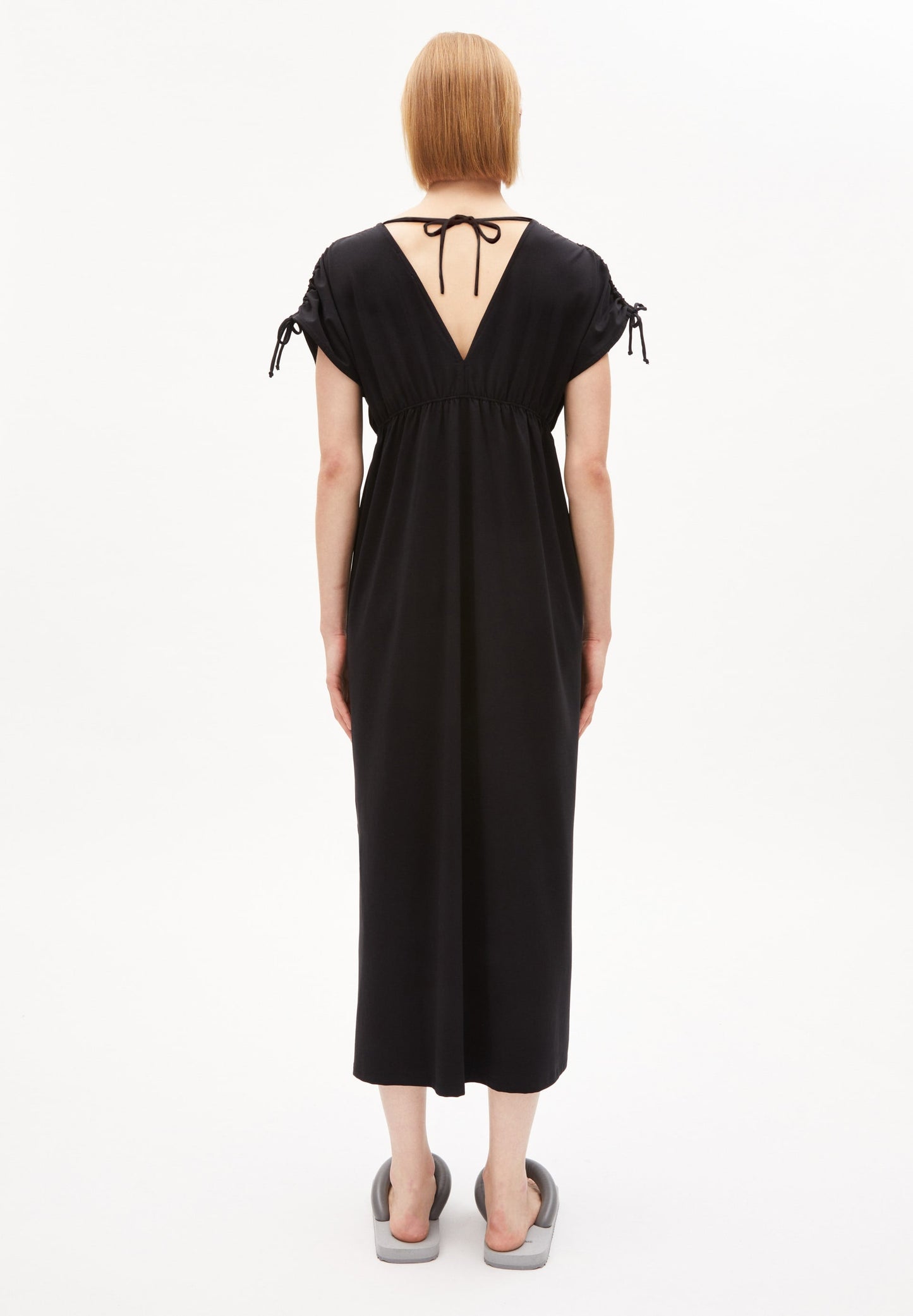 Robe longue noire en coton biologique - haarper black
