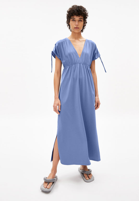 Robe longue bleu ciel en coton bio - haarper sky high
