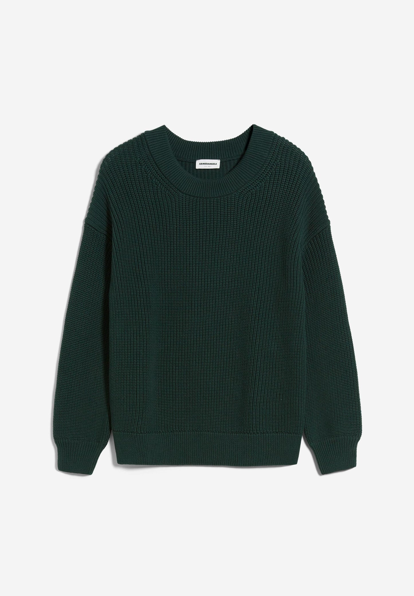 Pull manches bouffantes vert foncé en coton bio - haayle compact dark scarab