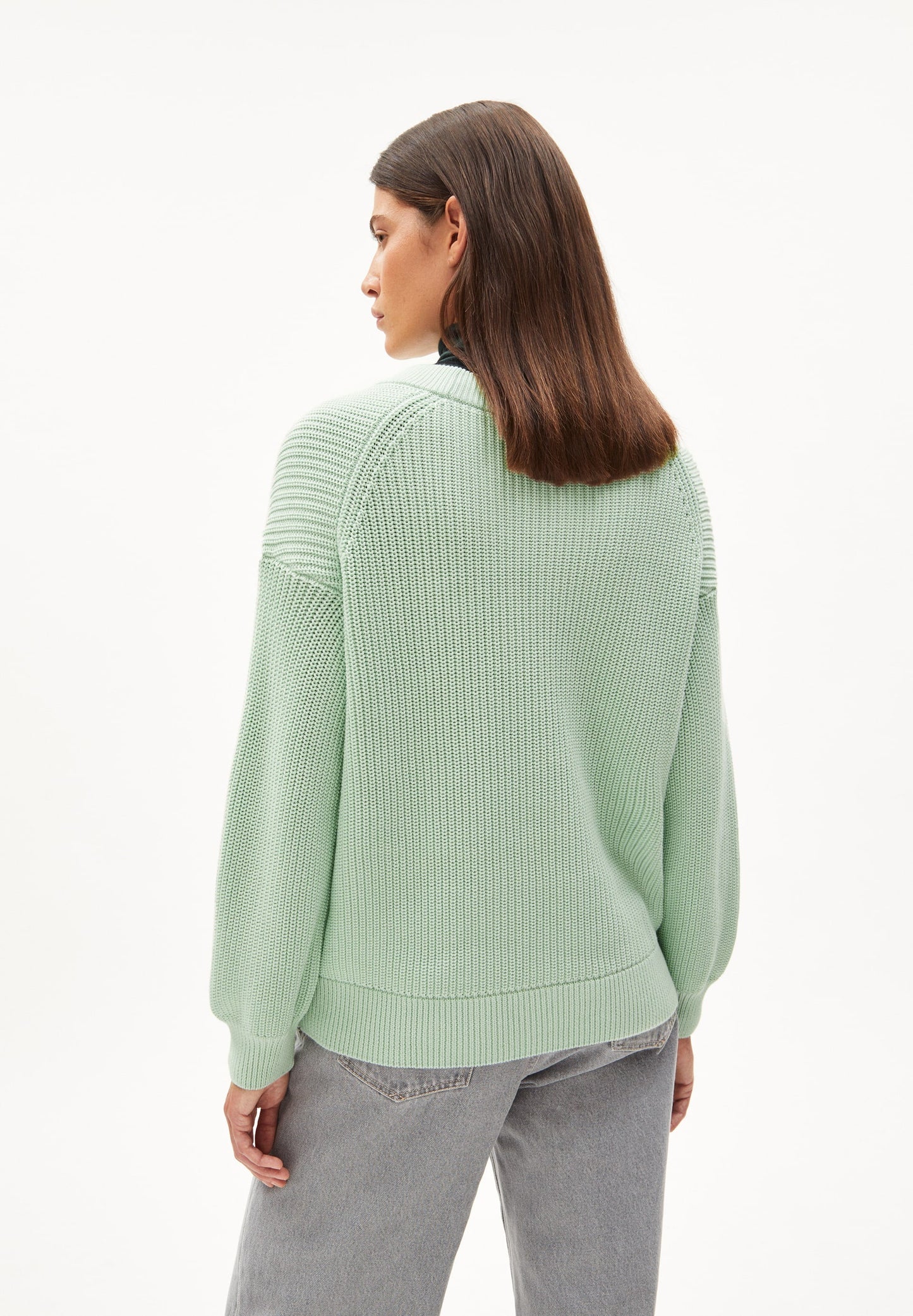 Pull loose vert pomme en coton bio - haayle compact light apple neon
