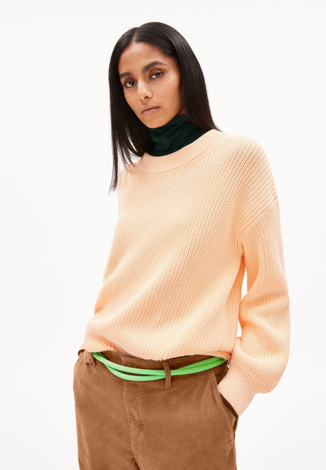 Pull loose saumon en coton bio - haayle compact light pompero
