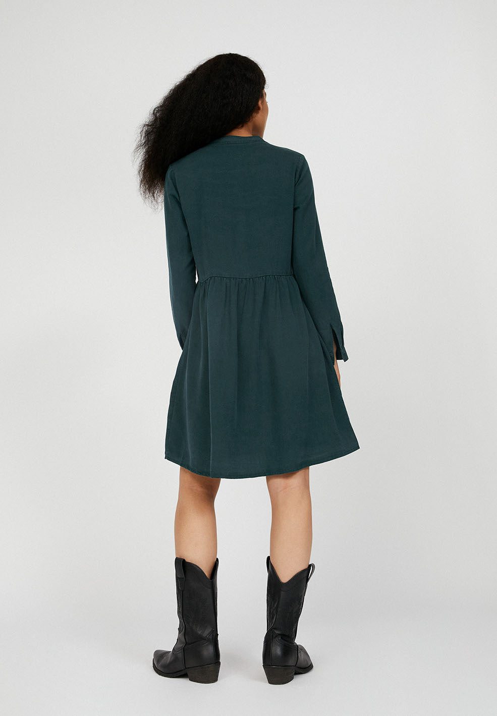 Robe patineuse vert bouteille en tencel - HALLAA