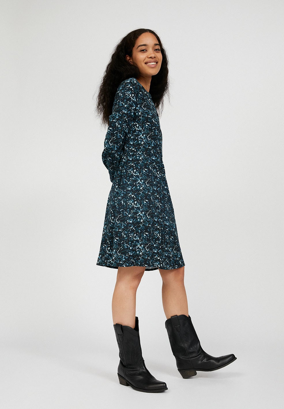 Robe patineuse à motifs vert bouteille en lenzing -Hallaa heather