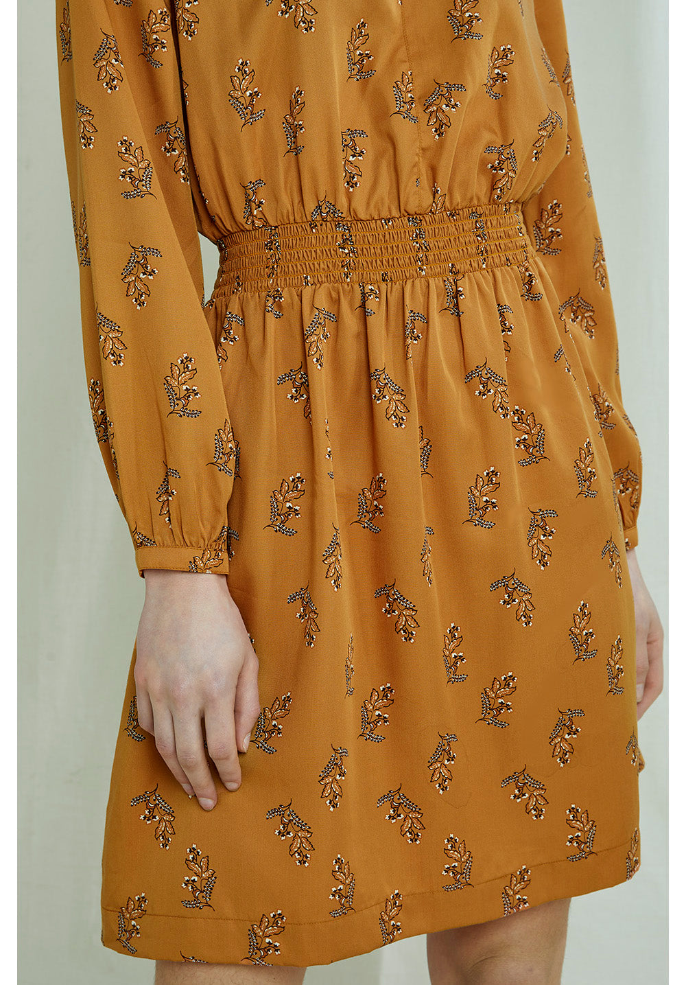 Robe courte orange à imprimé floral en tencel - Hanna