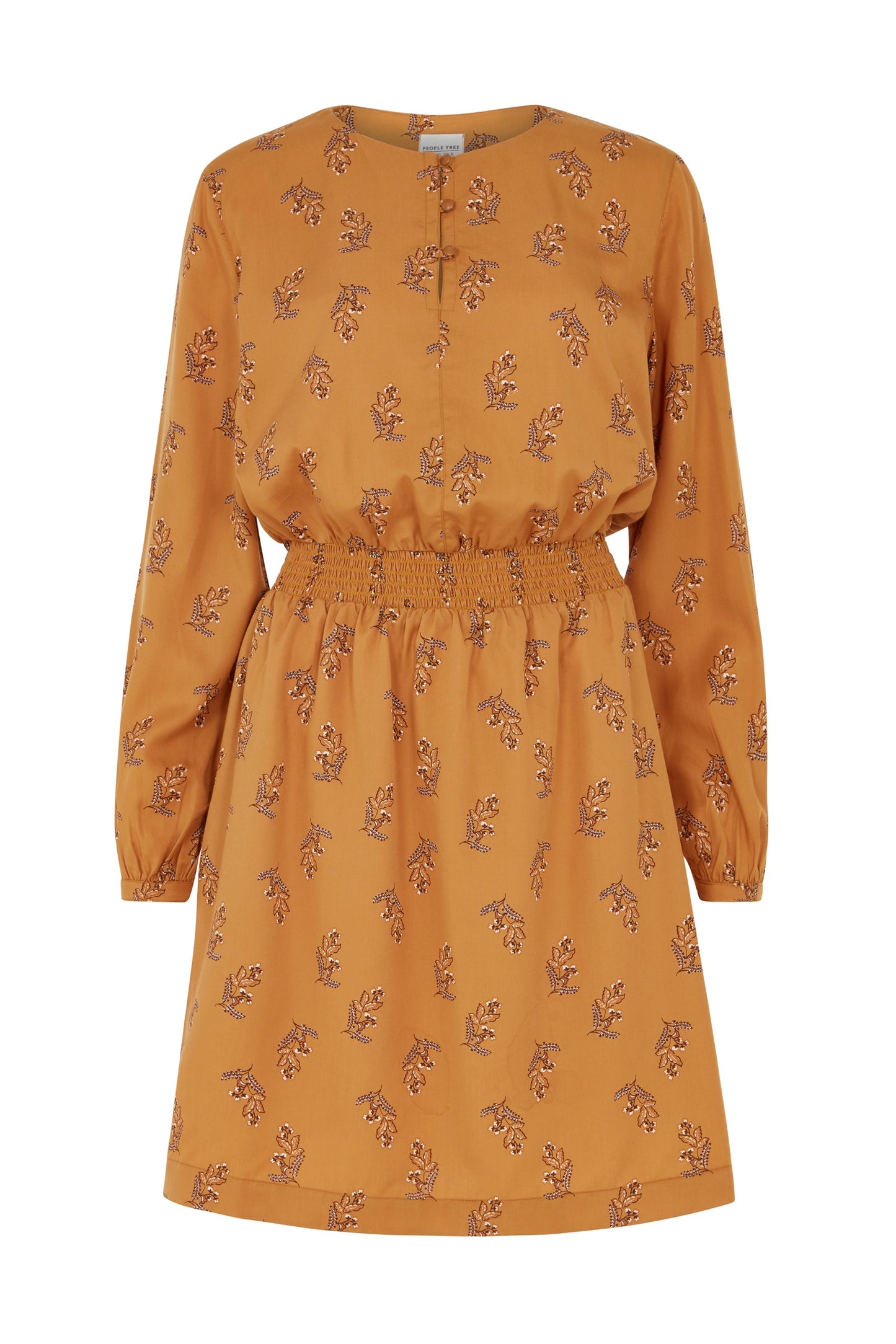 Robe courte orange à imprimé floral en tencel - Hanna