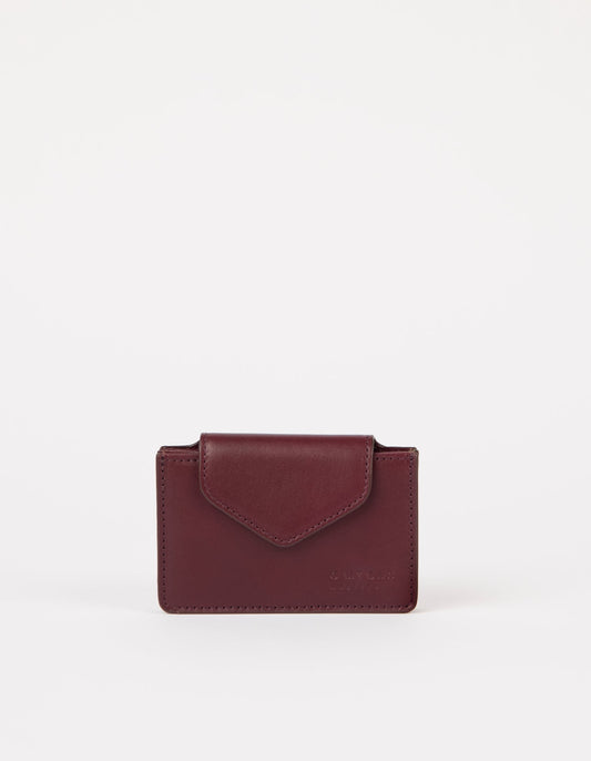 Portefeuille en cuir certifié | rouge "Harmonica - Dark cherry leather"