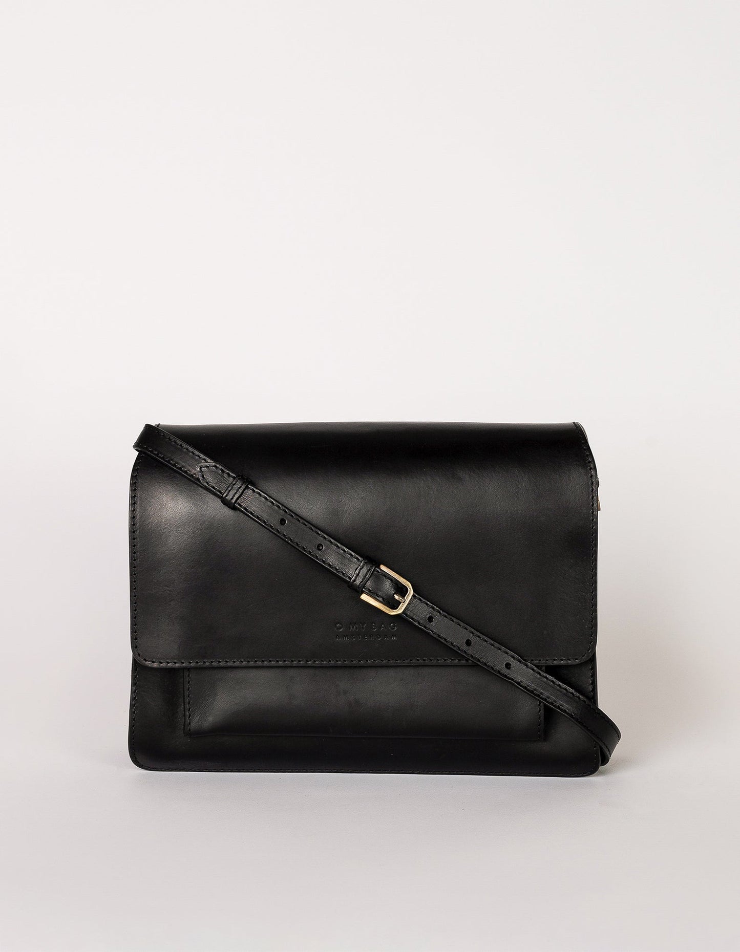 Sac à main bandoulière en cuir certifié | Noir "harper black classic leathe"