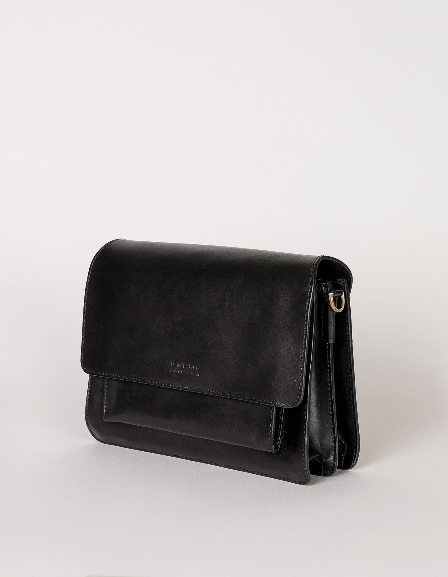 Sac à main bandoulière en cuir certifié | Noir "harper black classic leathe"