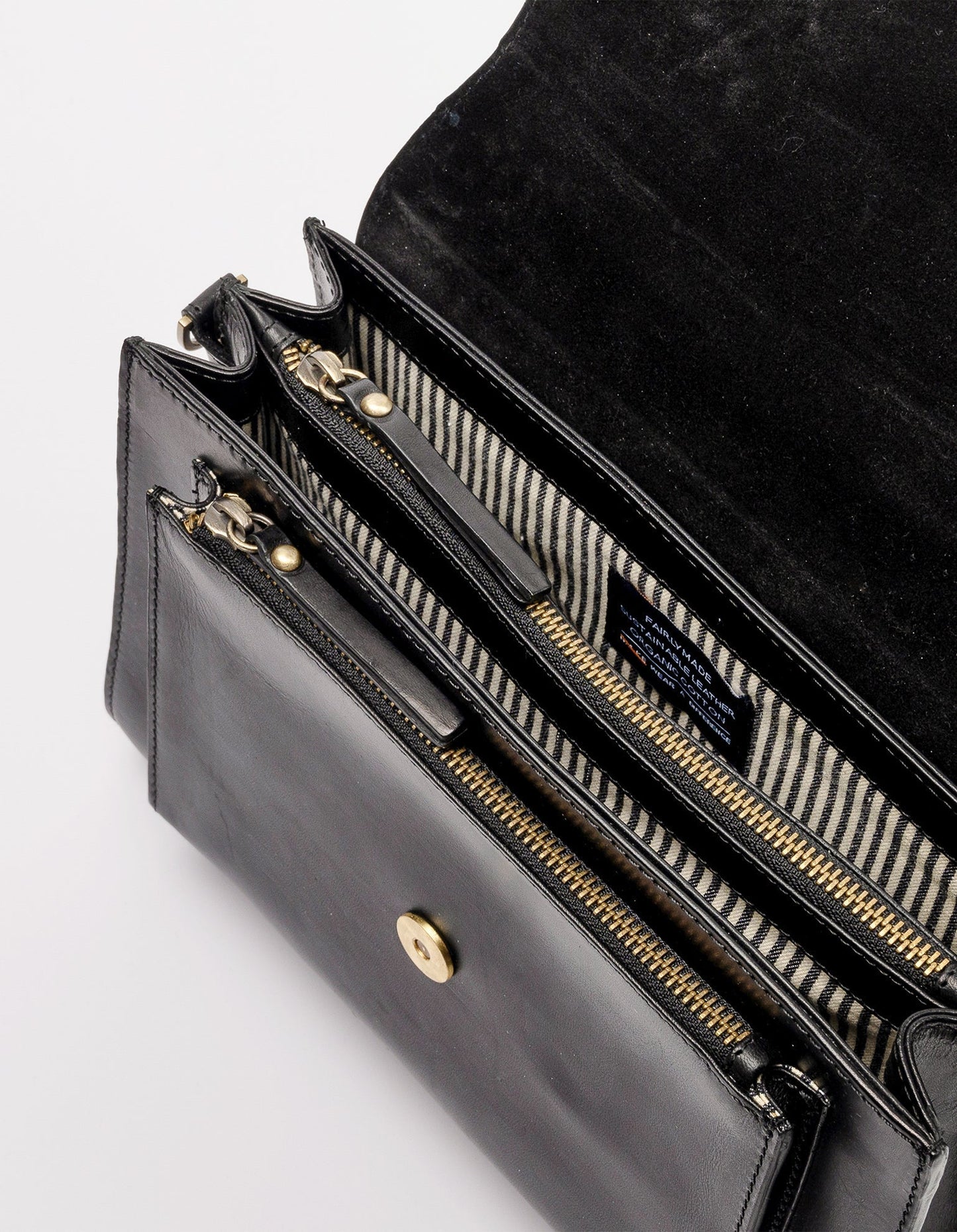 Sac à main bandoulière en cuir certifié | Noir "harper black classic leathe"