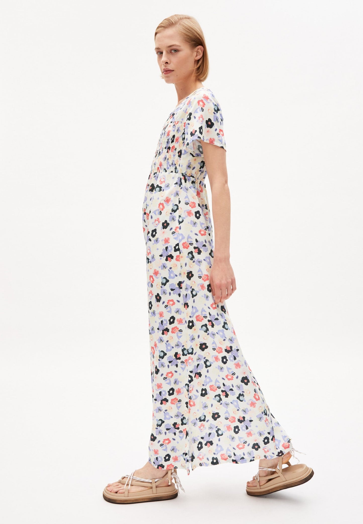 Robe longue à motifs tissée en tencel - helinaa sketch of off white