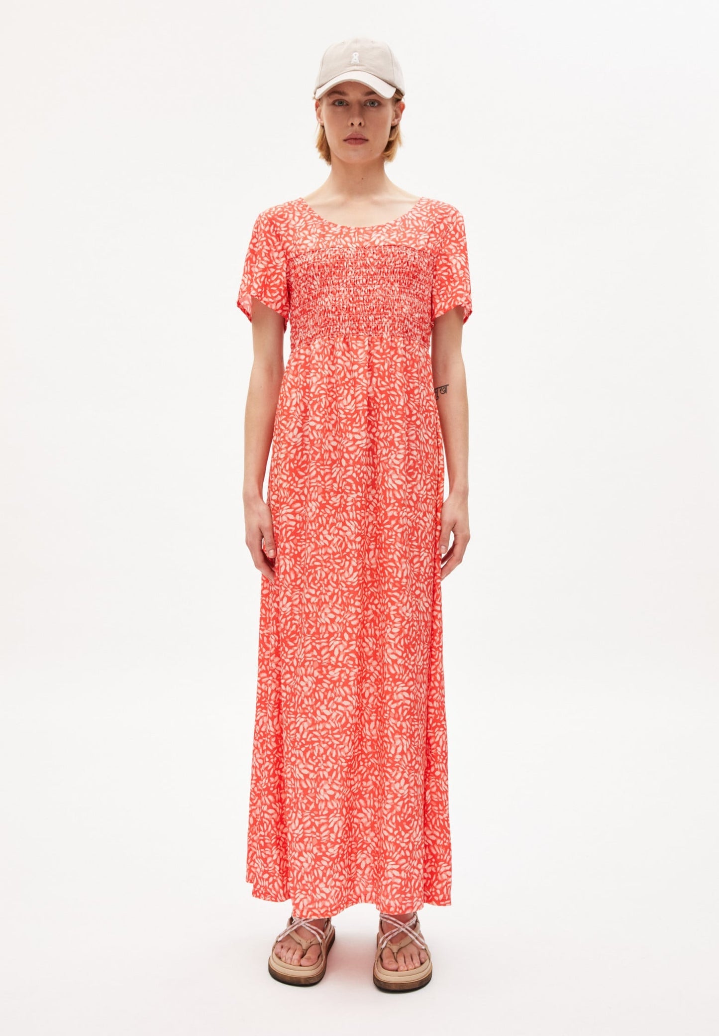 Robe longue à motifs en tencel - helinaa water dots hibiscus