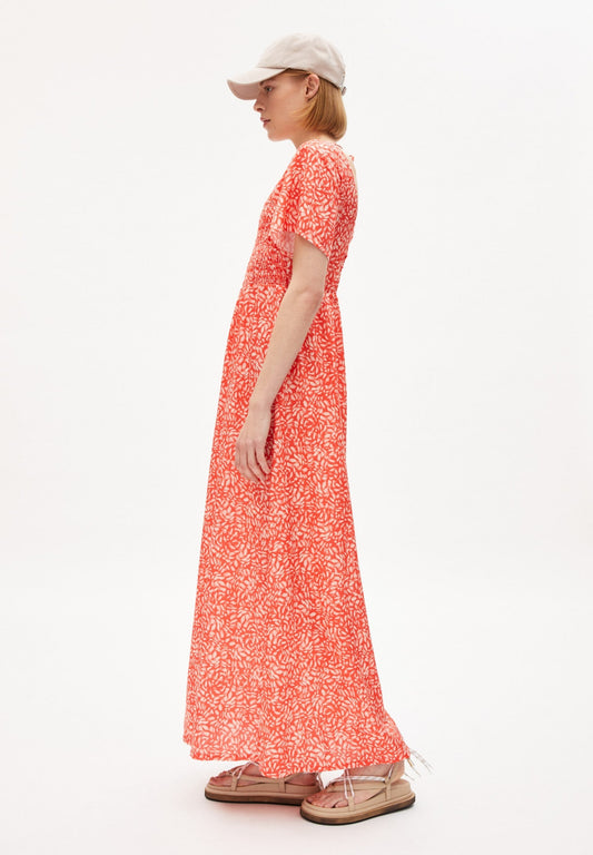 Robe longue à motifs en tencel - helinaa water dots hibiscus