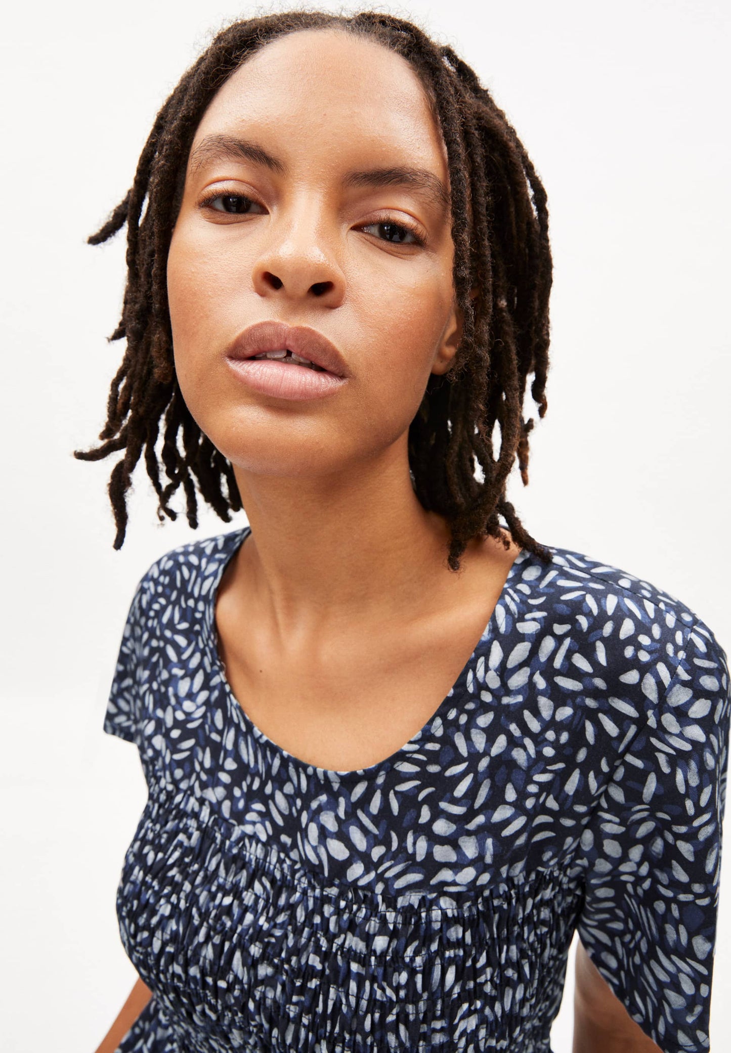 Robe longue à motifs tissée en tencel - helinaa water dots night sky
