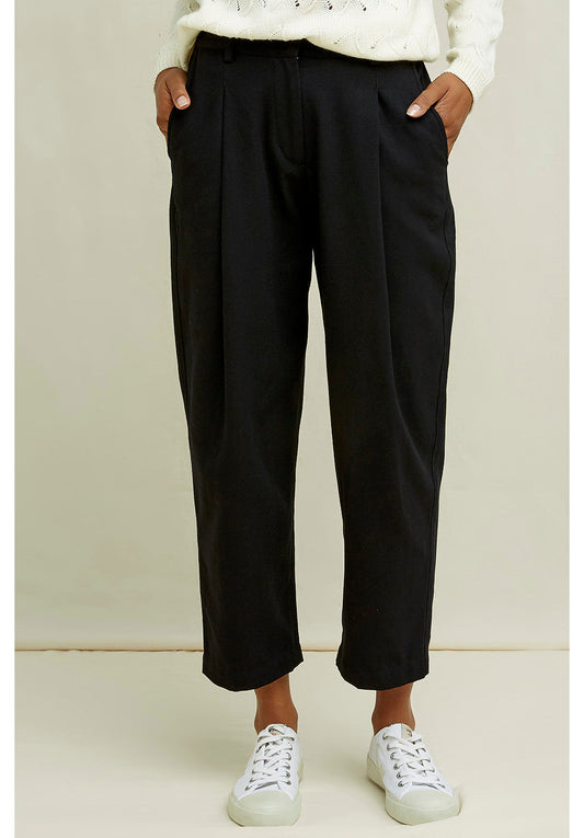 Pantalon à pinces noir en coton bio - Helka