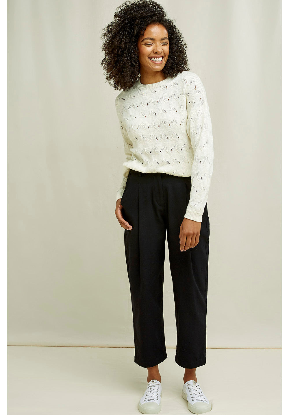 Pantalon à pinces noir en coton bio - Helka