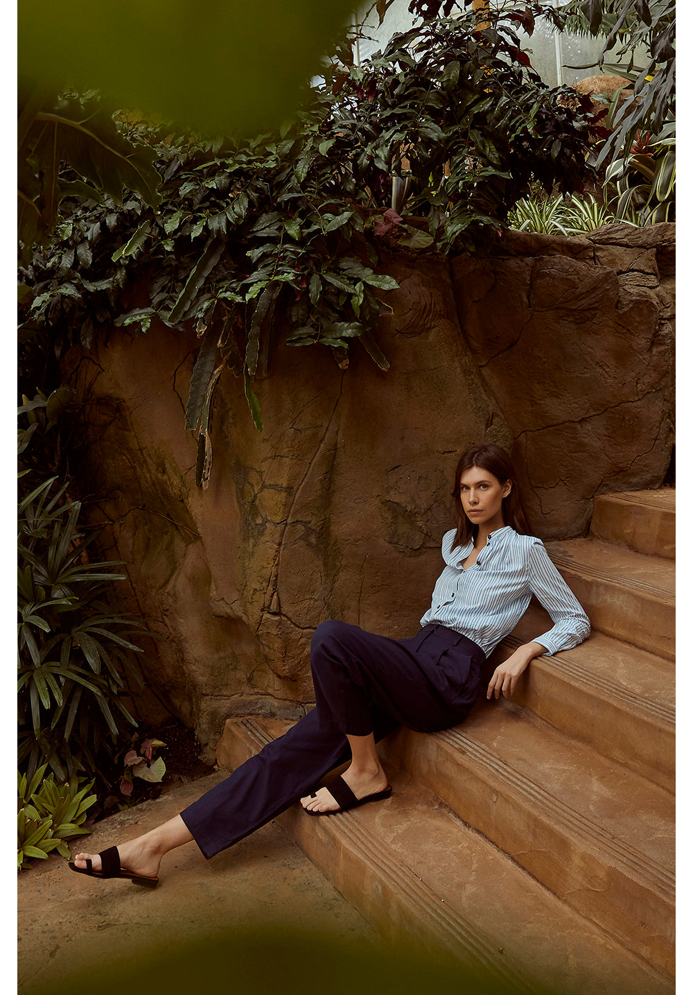 Pantalon à pinces marine en coton bio - Helka