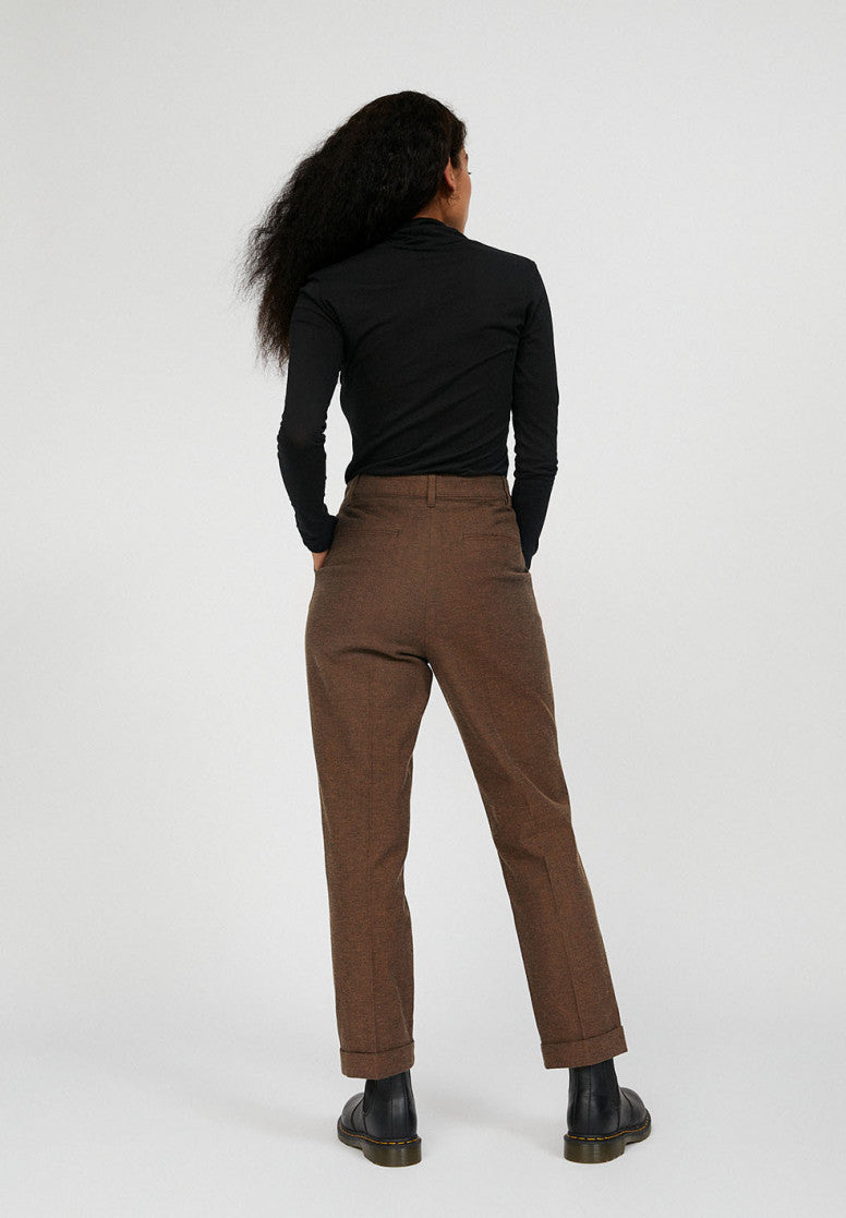 Pantalon droit chocolat en coton bio - HELLAA