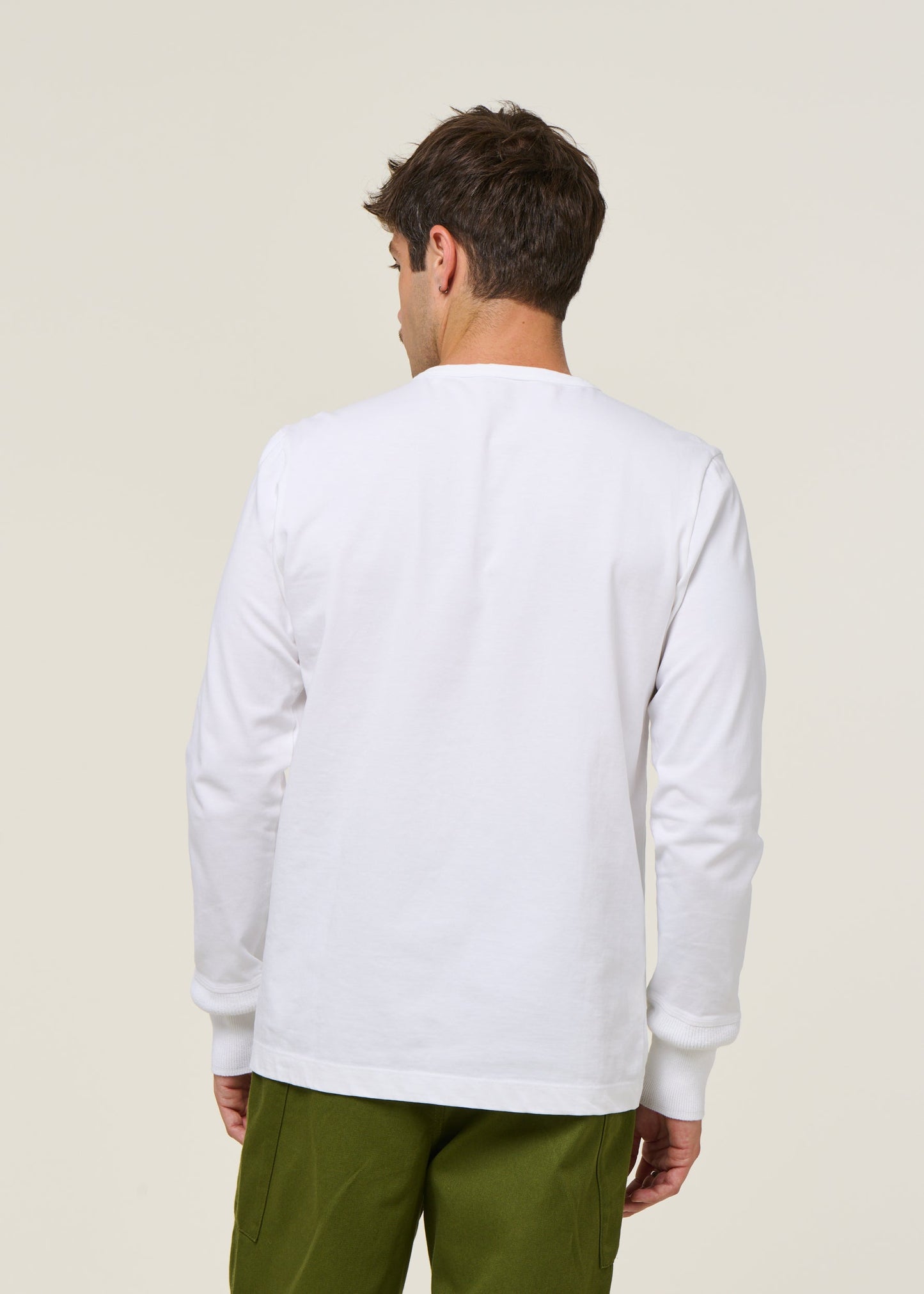 T-shirt boutonné en coton bio | blanc "bo long sleeve henley bright white"