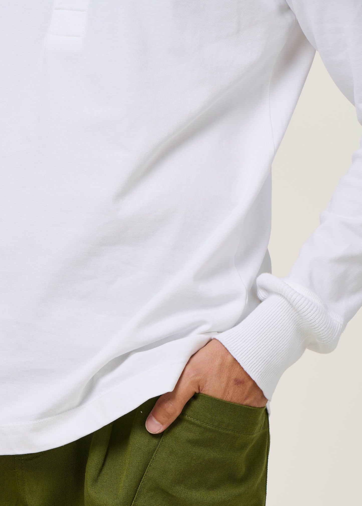 T-shirt boutonné en coton bio | blanc "bo long sleeve henley bright white"