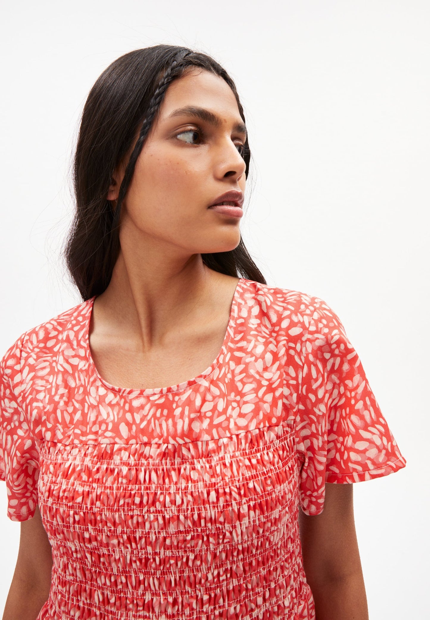 Robe à motifs tissée en tencel - heraa water dots hibiscus