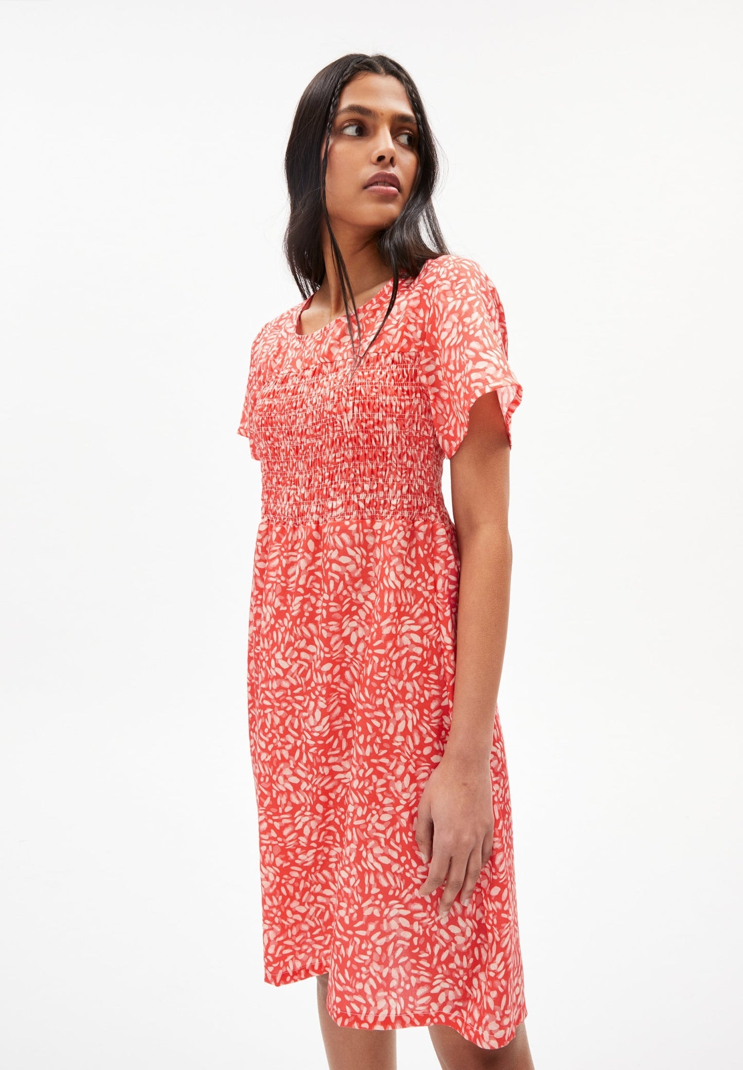 Robe à motifs tissée en tencel - heraa water dots hibiscus