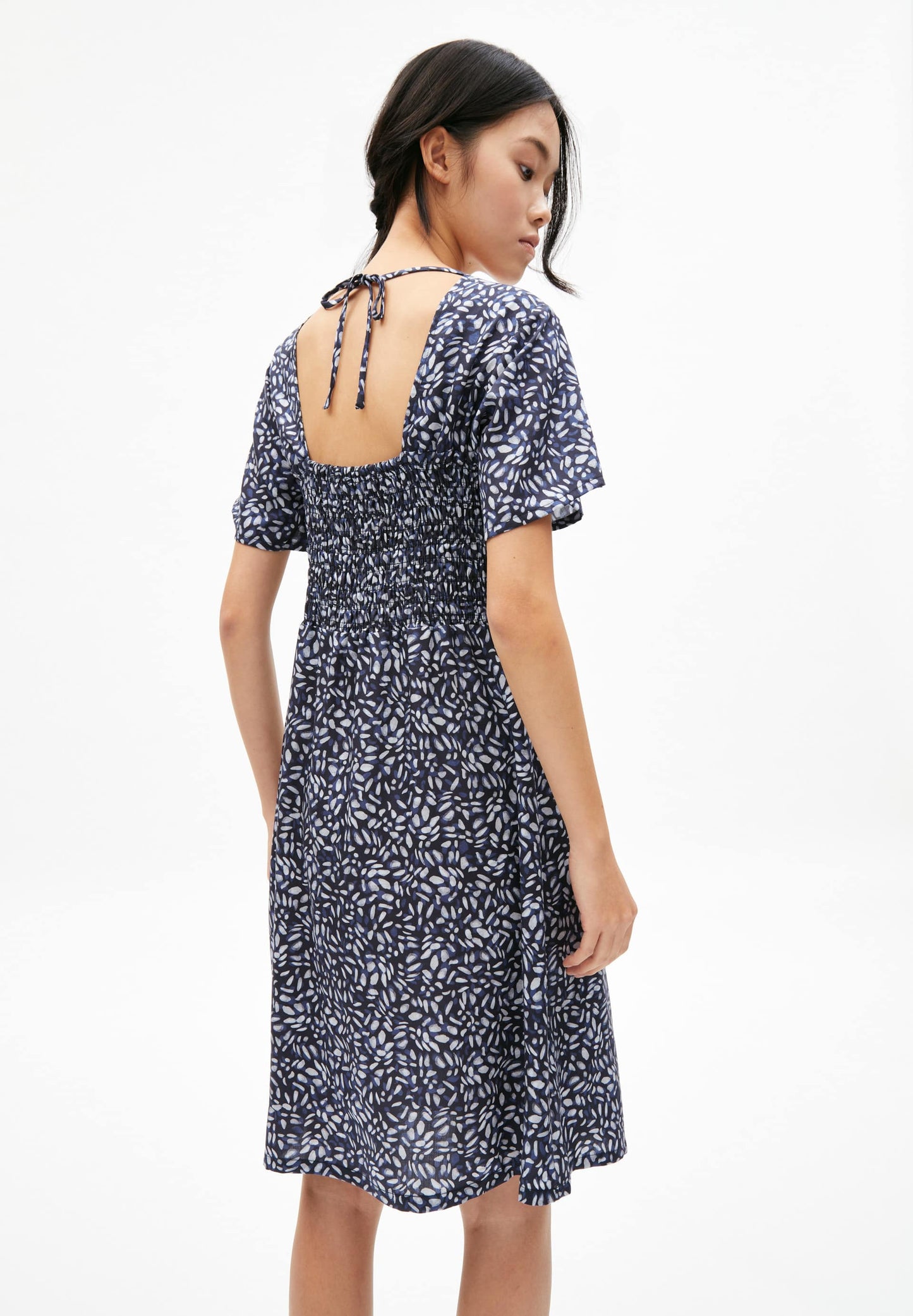 Robe bleue à motifs en tencel - heraa sketch of water dots night sky