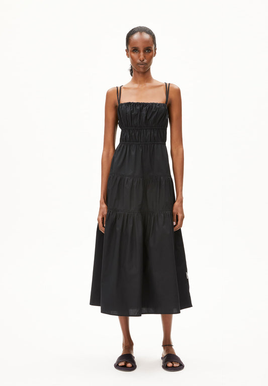Robe tissée en coton bio  | noir "hetmalaa - black"